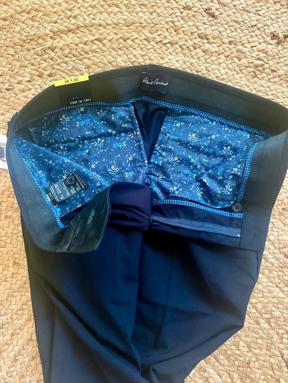 NWT Robert Graham Men's Navy Blue Stretch Performance Dress Pants 32x30 - Picture 3 of 5